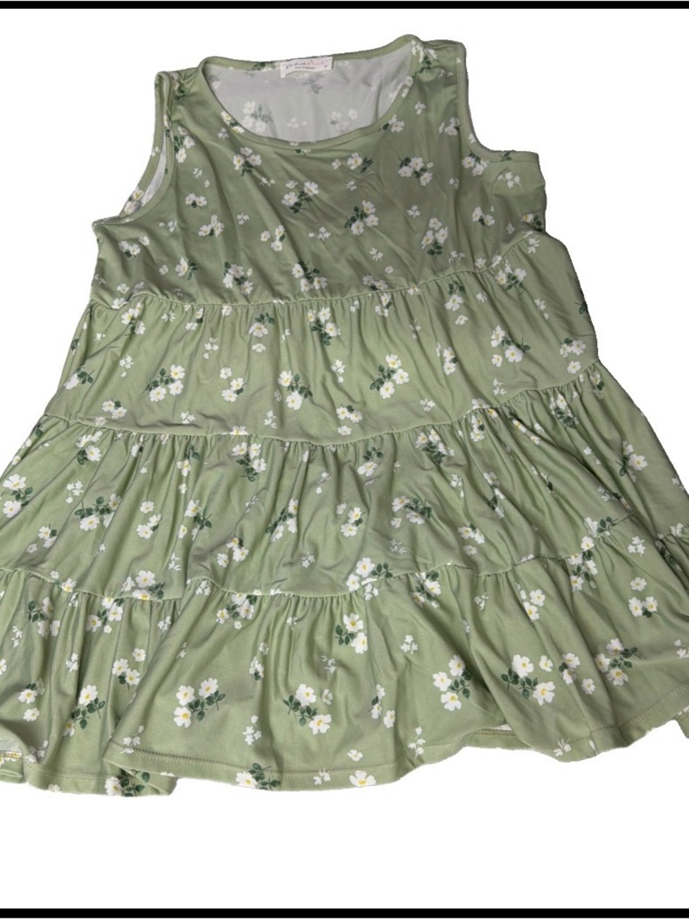 Perfect peach 🍑 women’s medium Green Floral Tiered Sleeveless top